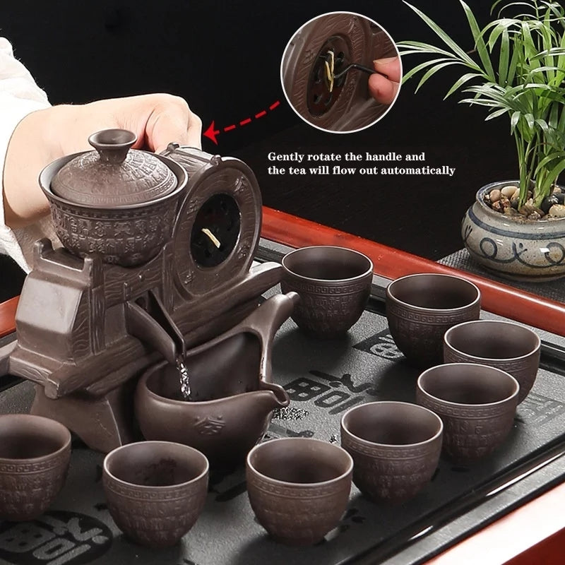 Vintage Portable Lazy Purple Sand Automatic Anti-scald Gongfu Tea Set