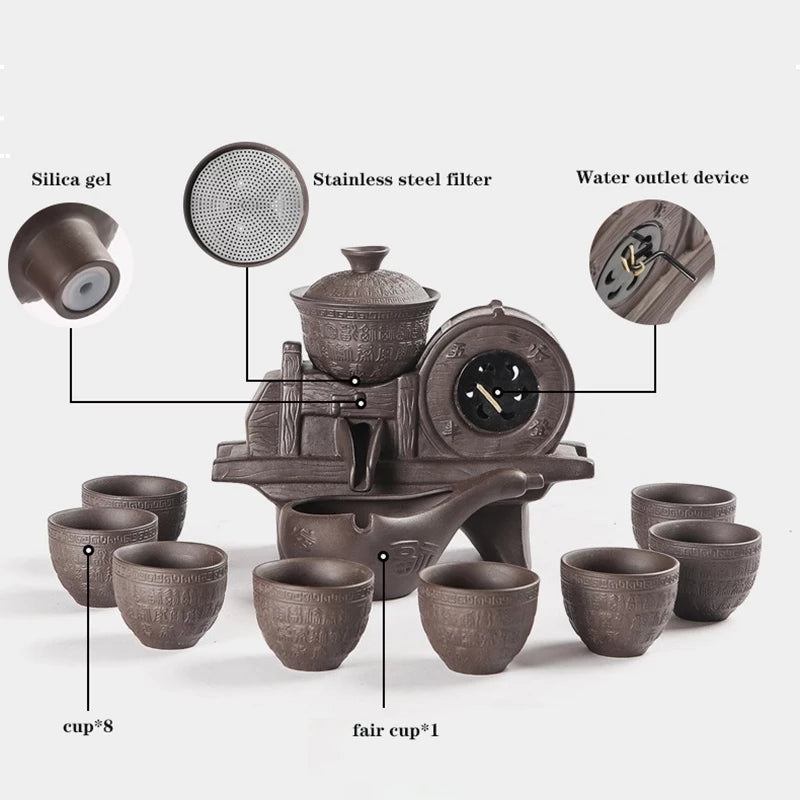 Vintage Portable Lazy Purple Sand Automatic Anti-scald Gongfu Tea Set