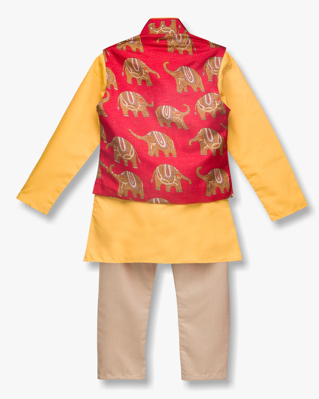 Pyjama Kurta imprimé Hathi pour garçons - Jaune