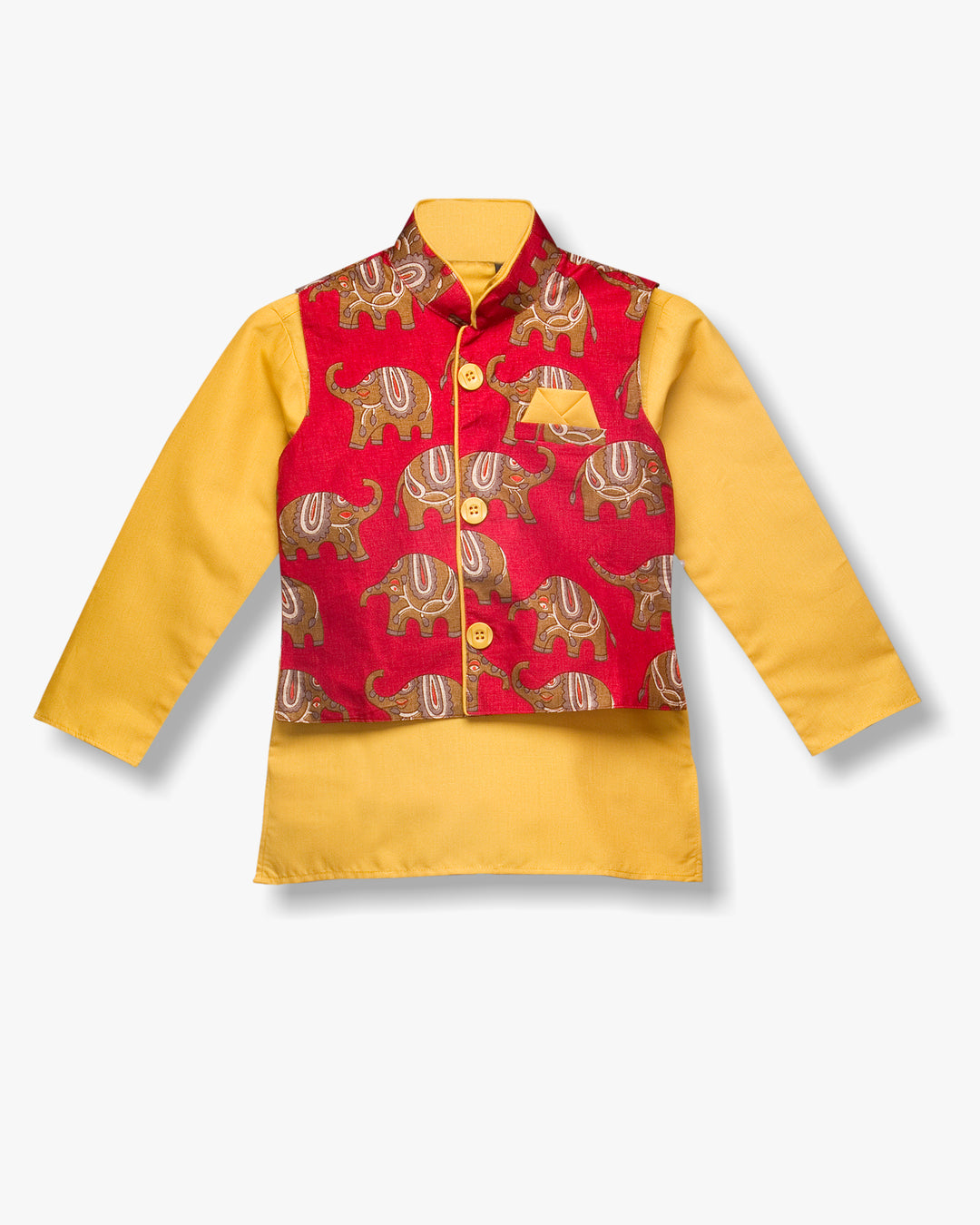 Pyjama Kurta imprimé Hathi pour garçons - Jaune