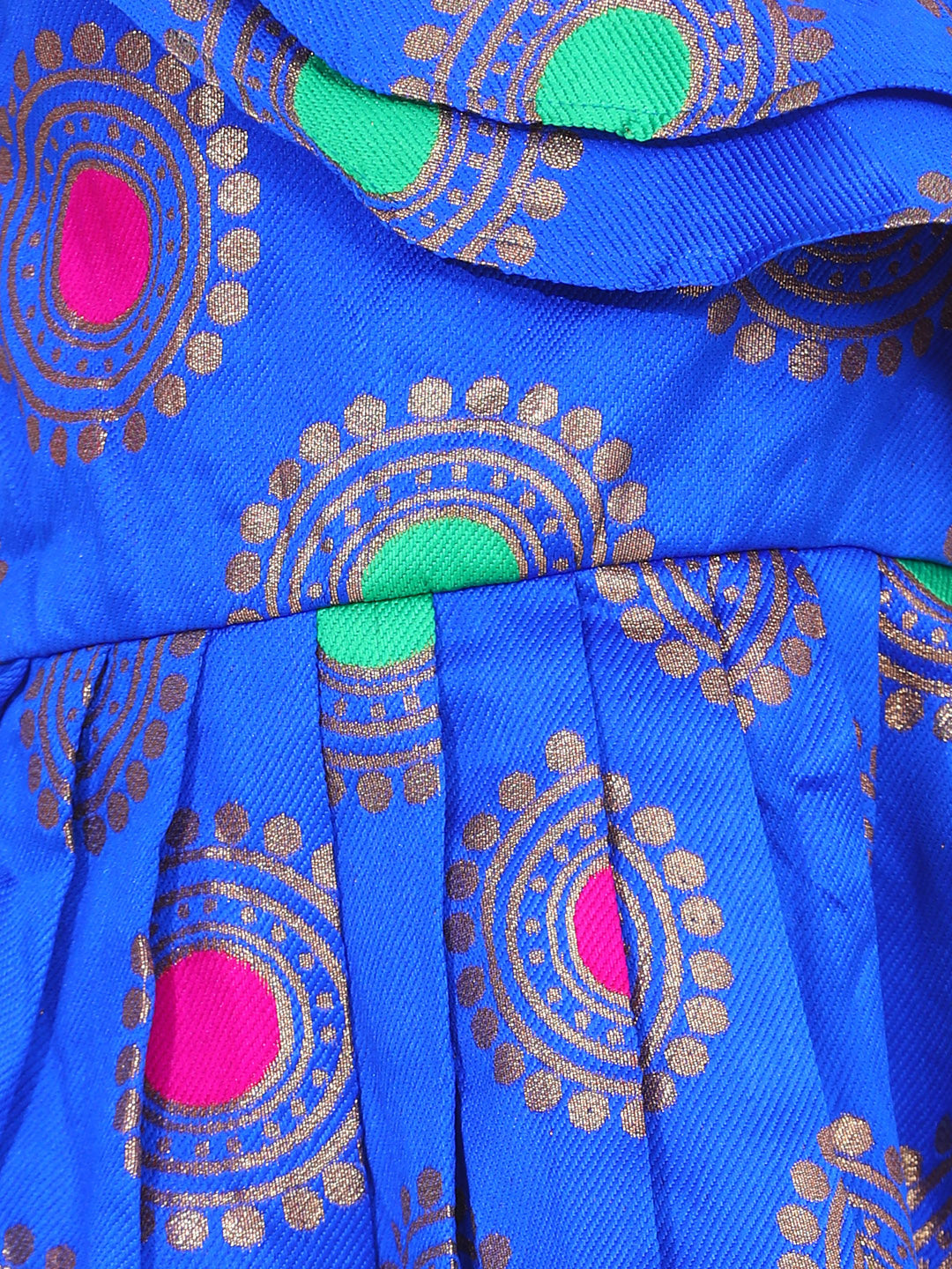 One Shoulder Jacquard Party Frock- Blue