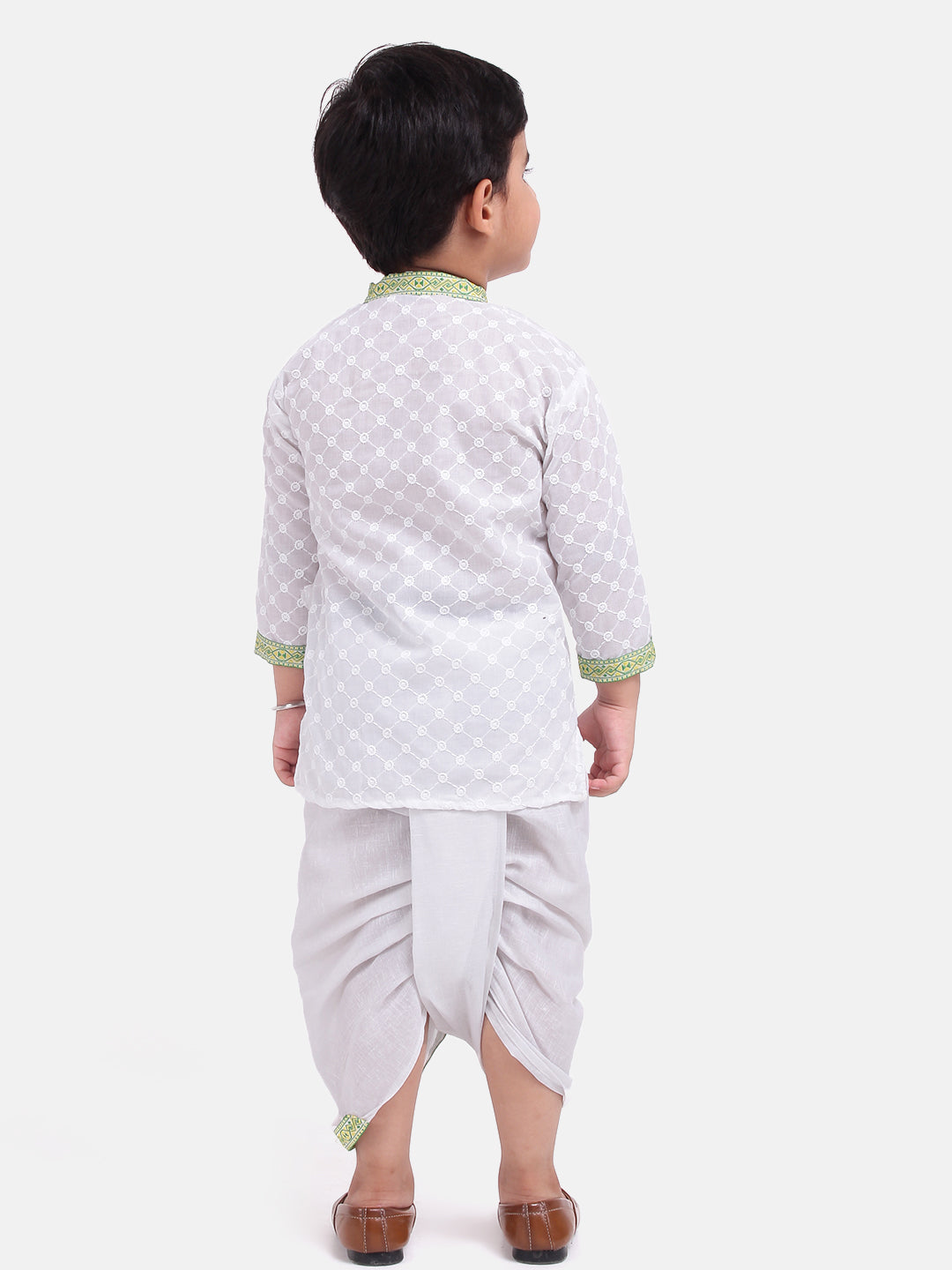 Cotton Kanhaiya Suit Dress For Baby Boy-White