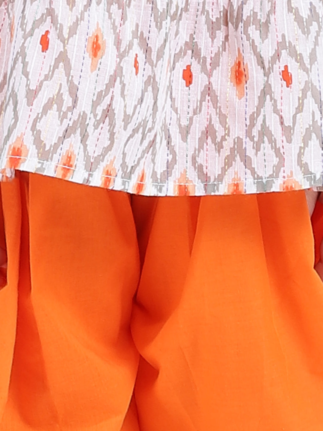 Haut col licou en coton batiste Dhoti pour filles - Orange