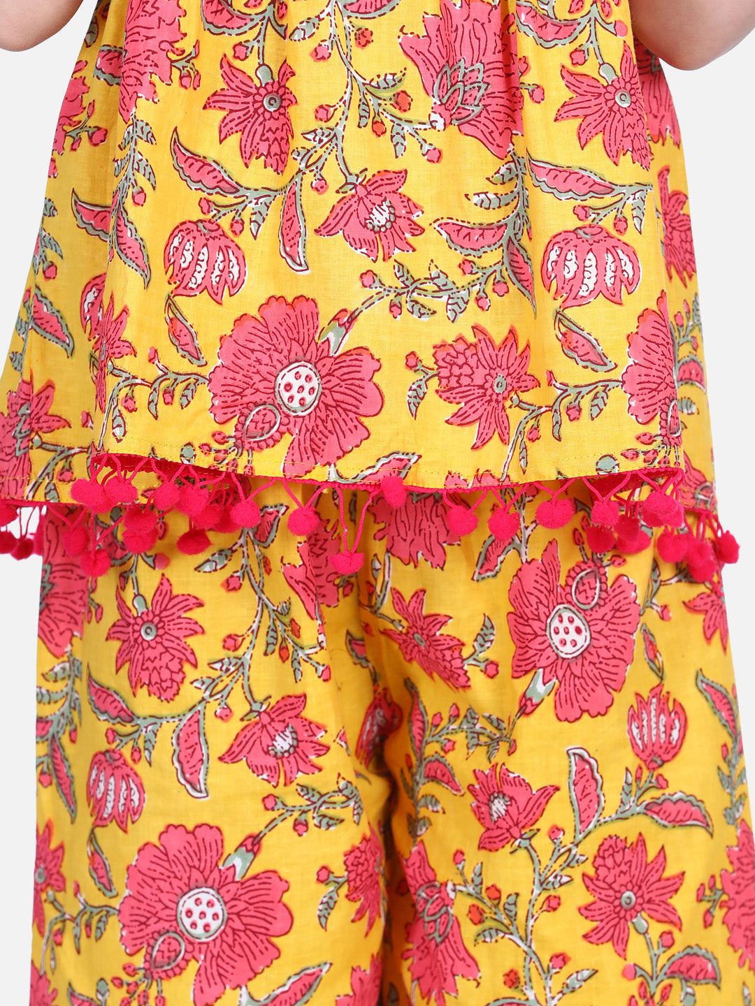 Floral Print Cotton Top Harem Set- Yellow