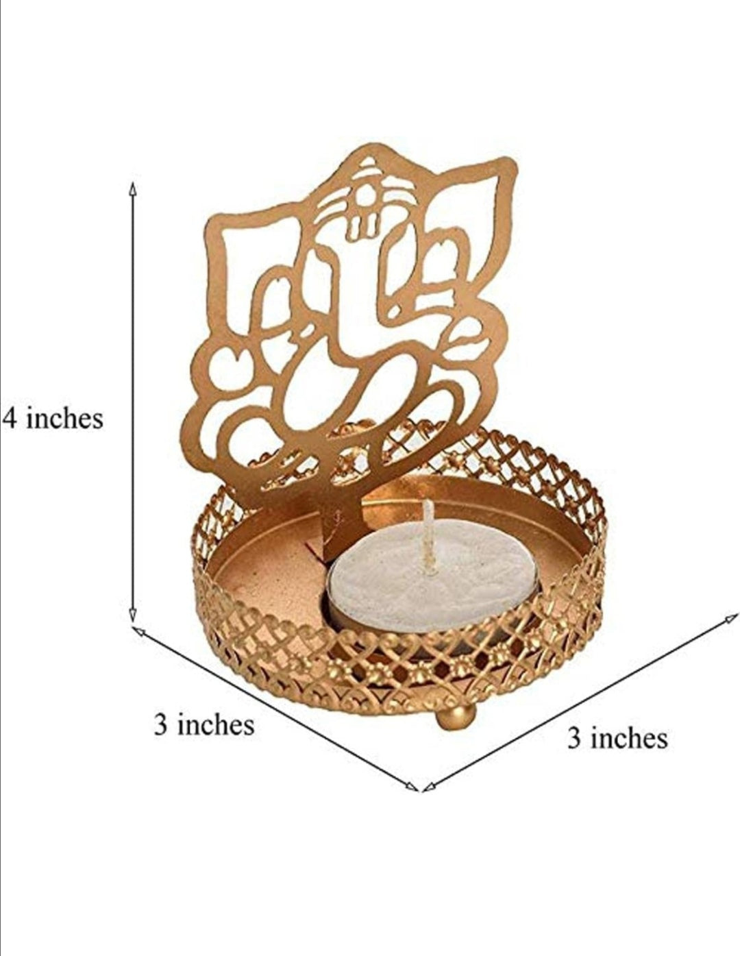 Iron Divine Shadow Ganesh Tealight Candle Holder
