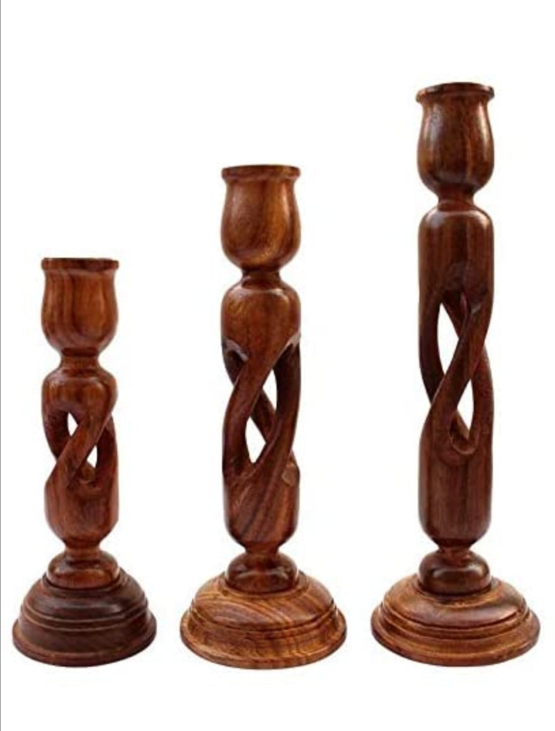 Bougeoir en bois pour décoration intérieure | Cadeau pour bougie chauffe-plat | Lot de 3 | Grand, moyen et petit
