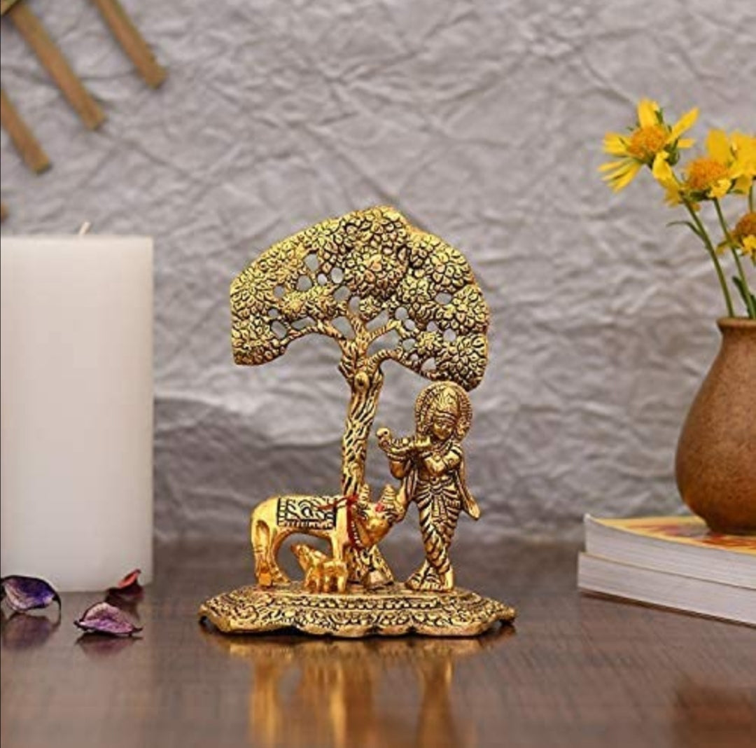 Metallic Goddess with Kamdhenu Cow