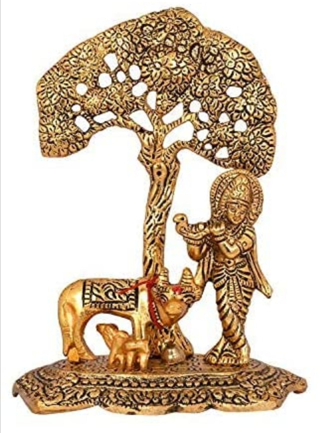 Metallic Goddess with Kamdhenu Cow
