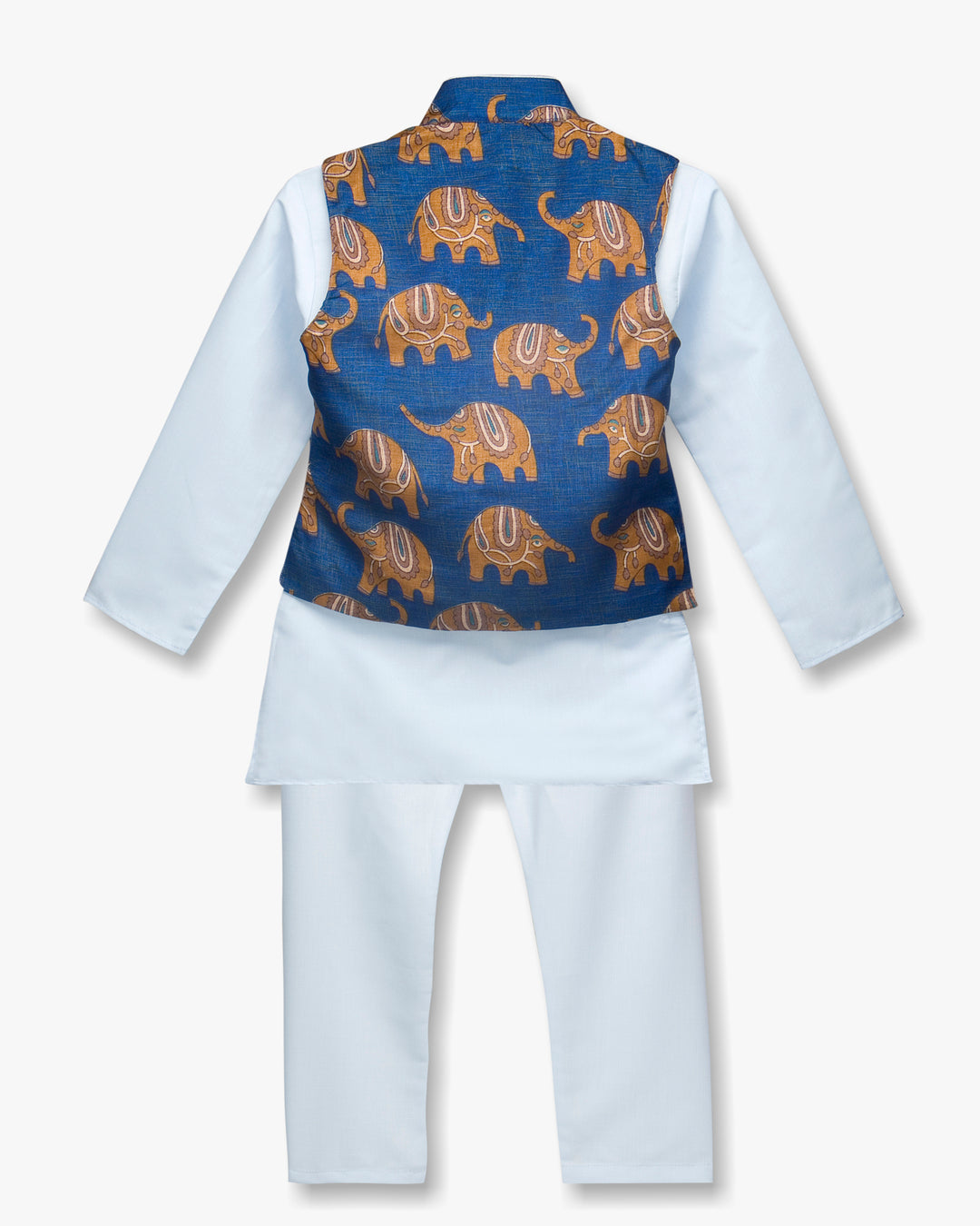 Hathi Print Kurta Pyjama For Boys - Blue