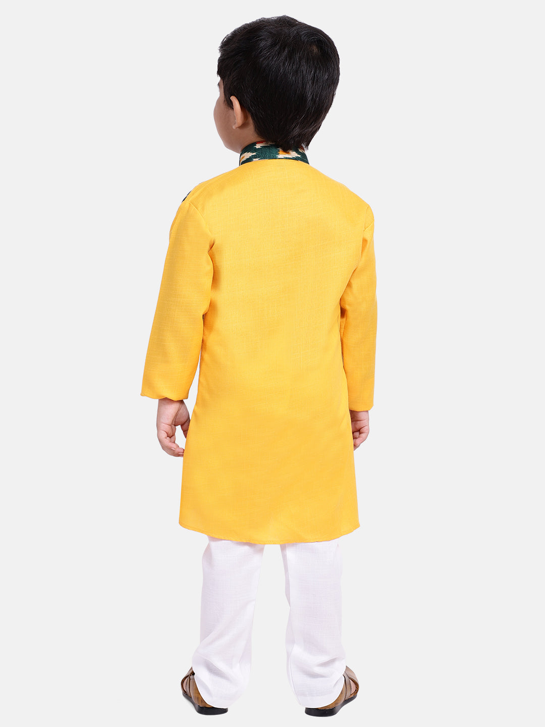Attached Jacket Full Sleeve Kurta Pajama-Yellow