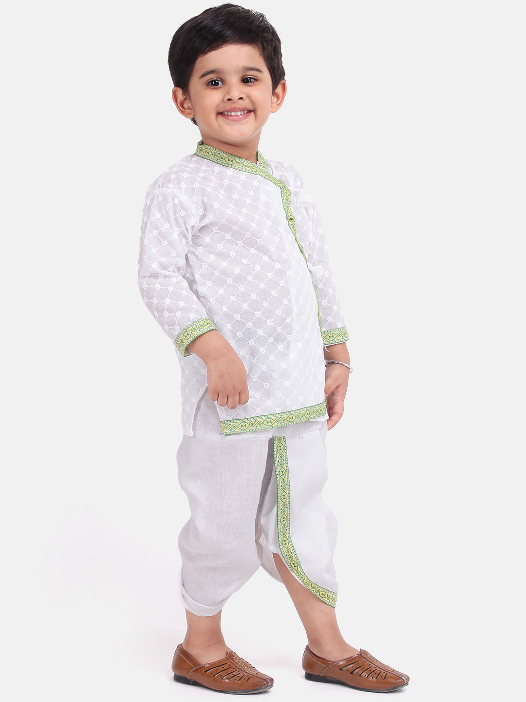 Cotton Kanhaiya Suit Dress For Baby Boy-White