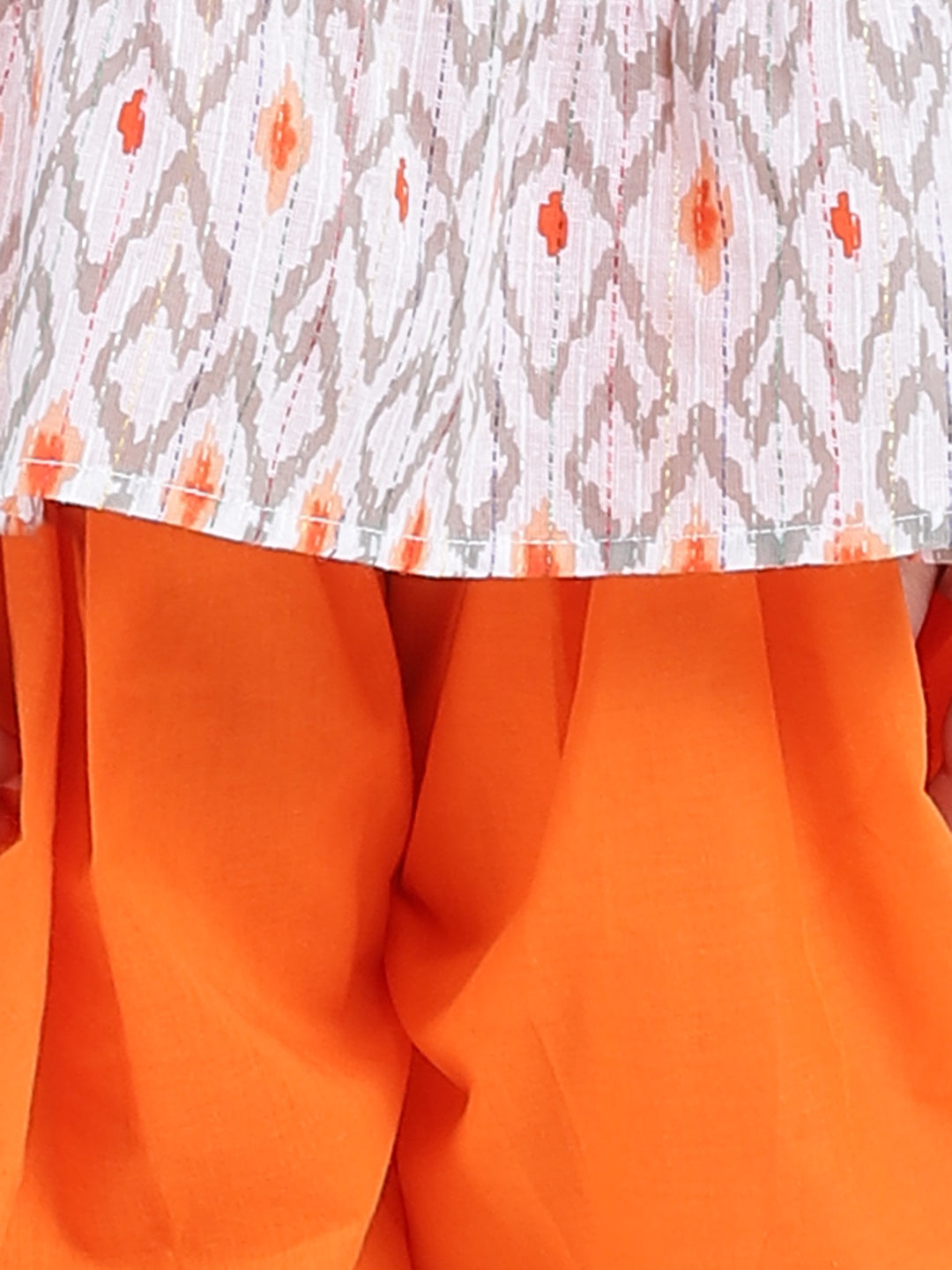 Cambric Cotton Halter Neck Top Dhoti For Girls-Orange
