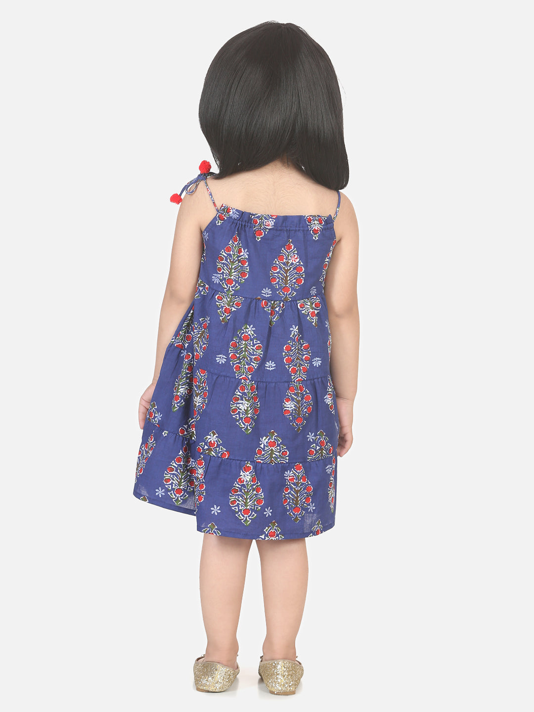 Robe en coton à imprimé bloc avec bandeau - Indigo 