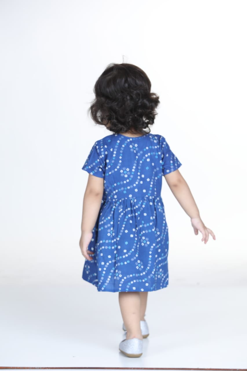  Infant Cotton Jhabla With Bloomer- Blue