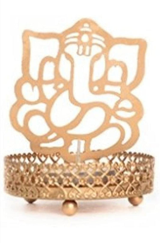 Iron Divine Shadow Ganesh Tealight Candle Holder