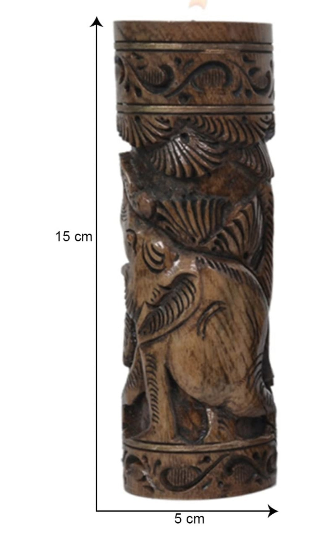 Wooden Hand Carved Candle Stand Tea Light Holders for Christmas - Pack of 4