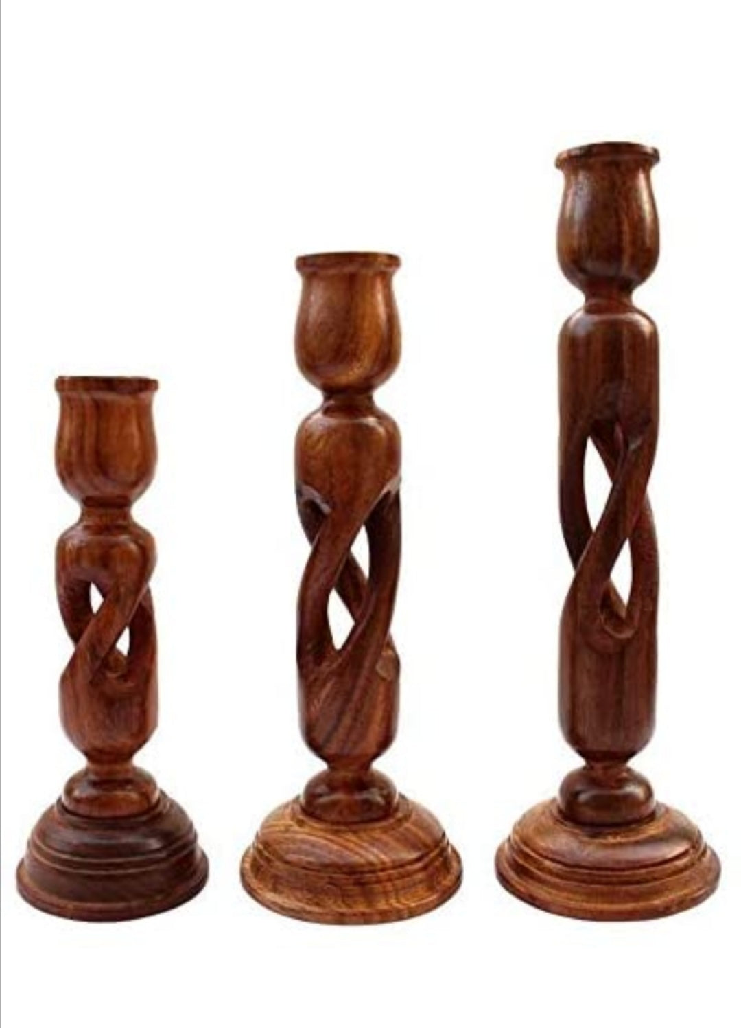 Wooden Candle Holder Stand for Home Décor | Tealight Gifts Item | Set of 3 | Large, Medium and Small